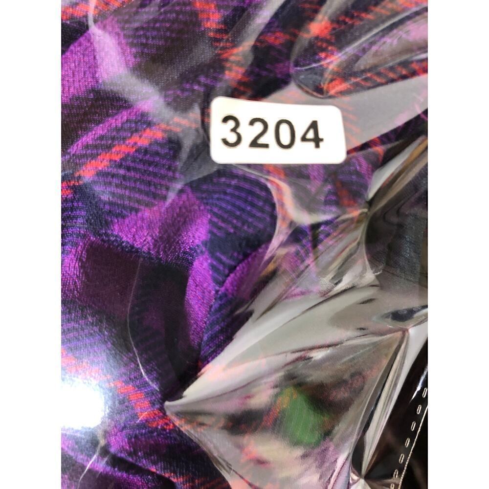 RAHI Cher Dress Short Puff Sleeve Keyhole Maxi Purple Green Mixed Plaid Medium - Picture 15 of 15